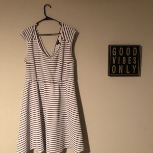 Black and white striped dress